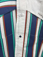 New Men’s Mine & Bills White Multicolor Stripe Long Sleeve Button Up Large V-78