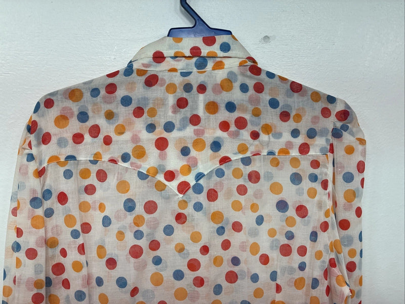 New Women’s Tem Tex Polkadot Long Sleeve Pearl Snap Size 38 II-84