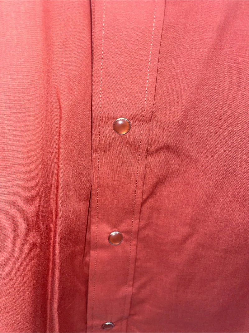 New Men’s White Horse Orange Long Sleeve Pearl Snap Medium B-113