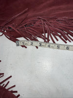 New Burgundy Congress Leather Show Chaps With Fringe Adjustable Waist 42” N-35