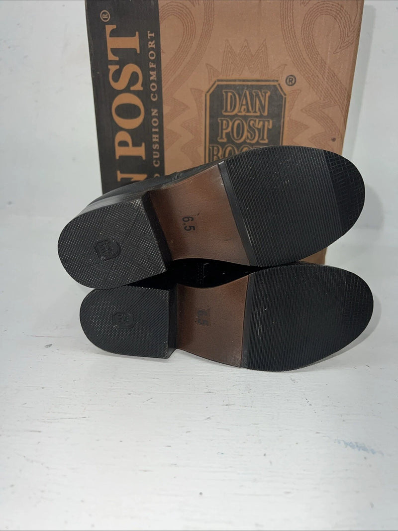 New Infants Black Ostrich Print Lace Up Dan Post Cowboy Boots. 6.5 6 1/2 D. 24-5