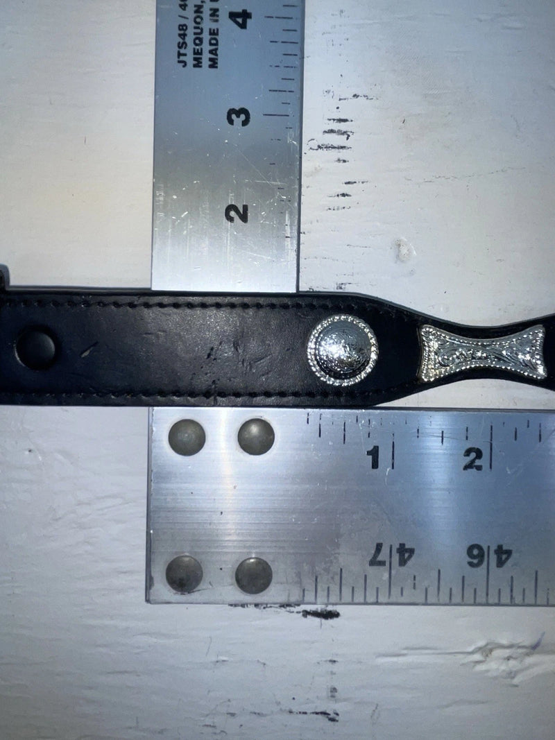 New Black Genuine Leather Nocona Silver Pendent 24” Belt #N4412001 NN-66