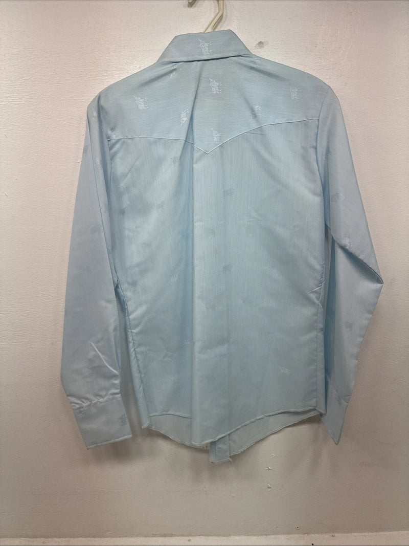 New Women’s H Bar C Blue Design Long Sleeve Pearl Snap Size 32 KK-103