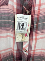New Women’s Cumberland Pink Plaid Long Sleeve Pearl Snap XL GG-66