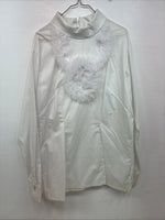 New Women’s Fenton White Design Long Sleeve Zip Up Shirt Size 16 TT-134