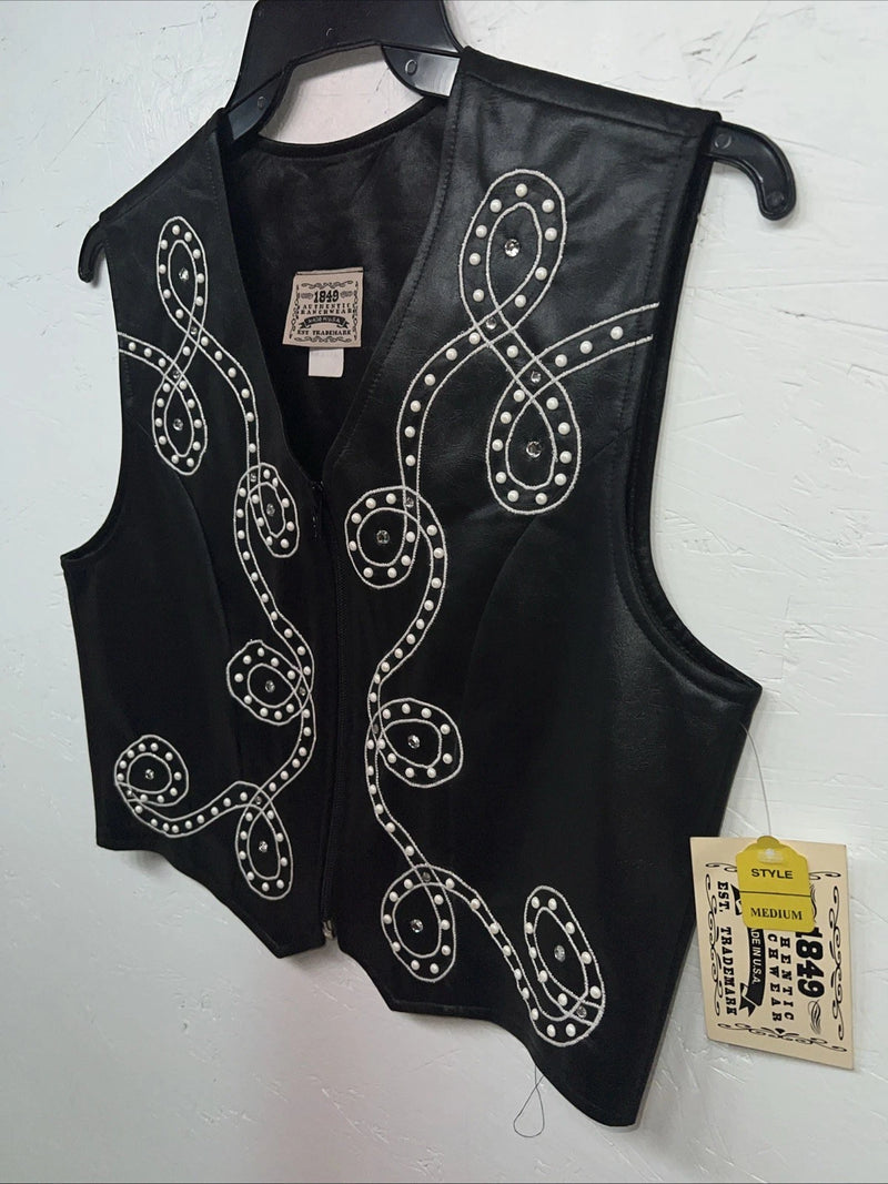 New Women’s Black 1849 Authentic Ranchwear Beaded Western Show Vest Medium WW-81