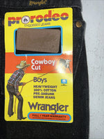 New Boys Black Wrangler Cowboy Cut Pro Rodeo Denim Jeans. 10/25 B-35