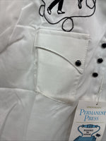 New Kids Rockmount White Black Design Short Sleeve Pearl Snap Size 32 CC-103