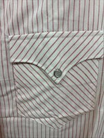 New Men’s Karman White Red Stripe Long Sleeve Pearl Snap 16 Large M-46