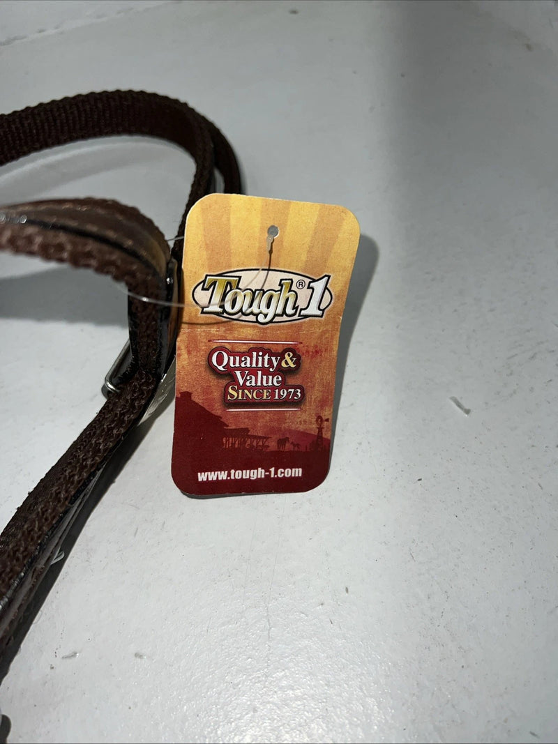 New Tough 1 Brown Nylon Browband Headstall With Bit Split Reins #42-7499 W-33