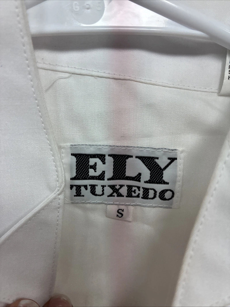New ELY Cattleman White Long Sleeve Pearl Snap English Shirt Small X-97