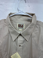New Men’s ELY cattleman Tan Simple Short Sleeve Pearl Snap 18 2XL H-31