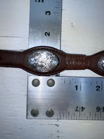 New Brown Genuine Leather Nocona Silver Pendent 30” Belt #N3420402 JJ-137
