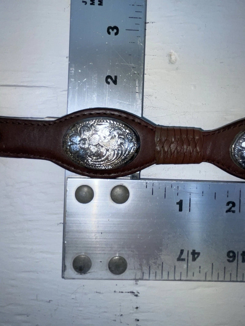 New Brown Genuine Leather Nocona Silver Pendent 30” Belt #N3420402 JJ-137