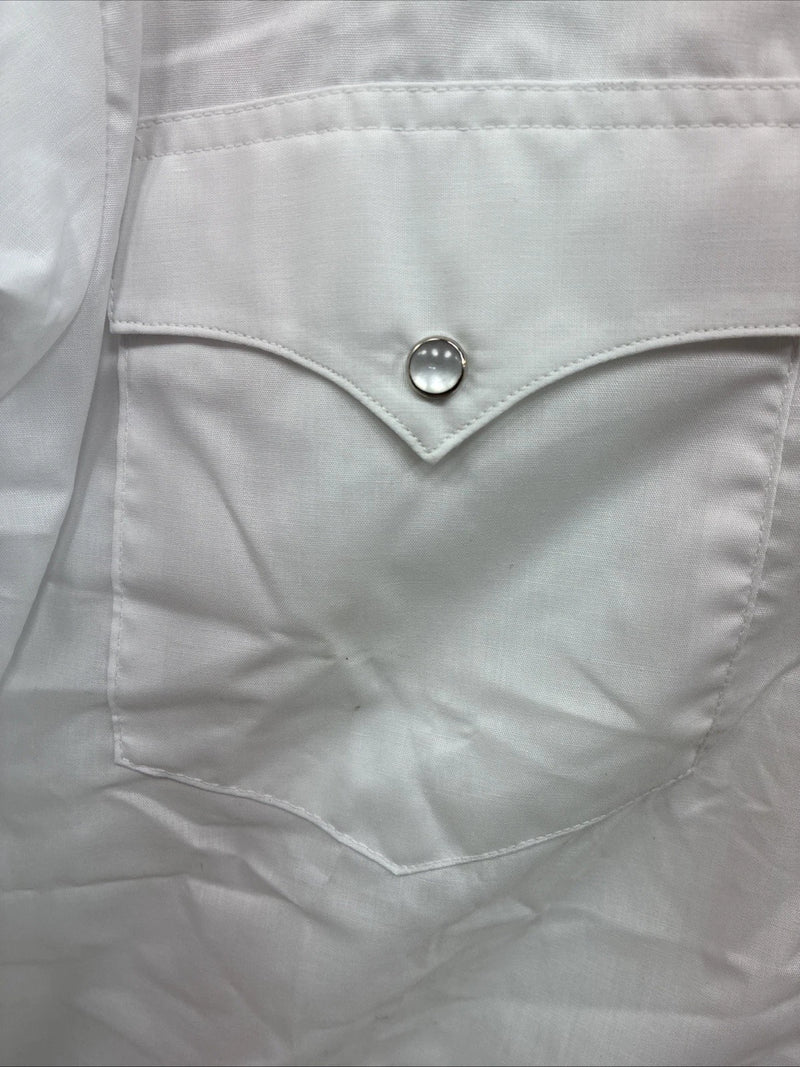 New Men’s Mesquite Western White Long Sleeve Pearl Snap 17.5 X 37 XL R-83