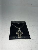 New Women’s Silver Strike Black 3D Cross Necklace N140 A-69