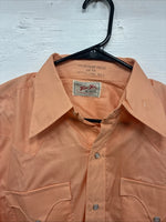 New Men’s Tem Tex Bright Orange Long Sleeve Pearl Snap 15 X 33 Medium K-91