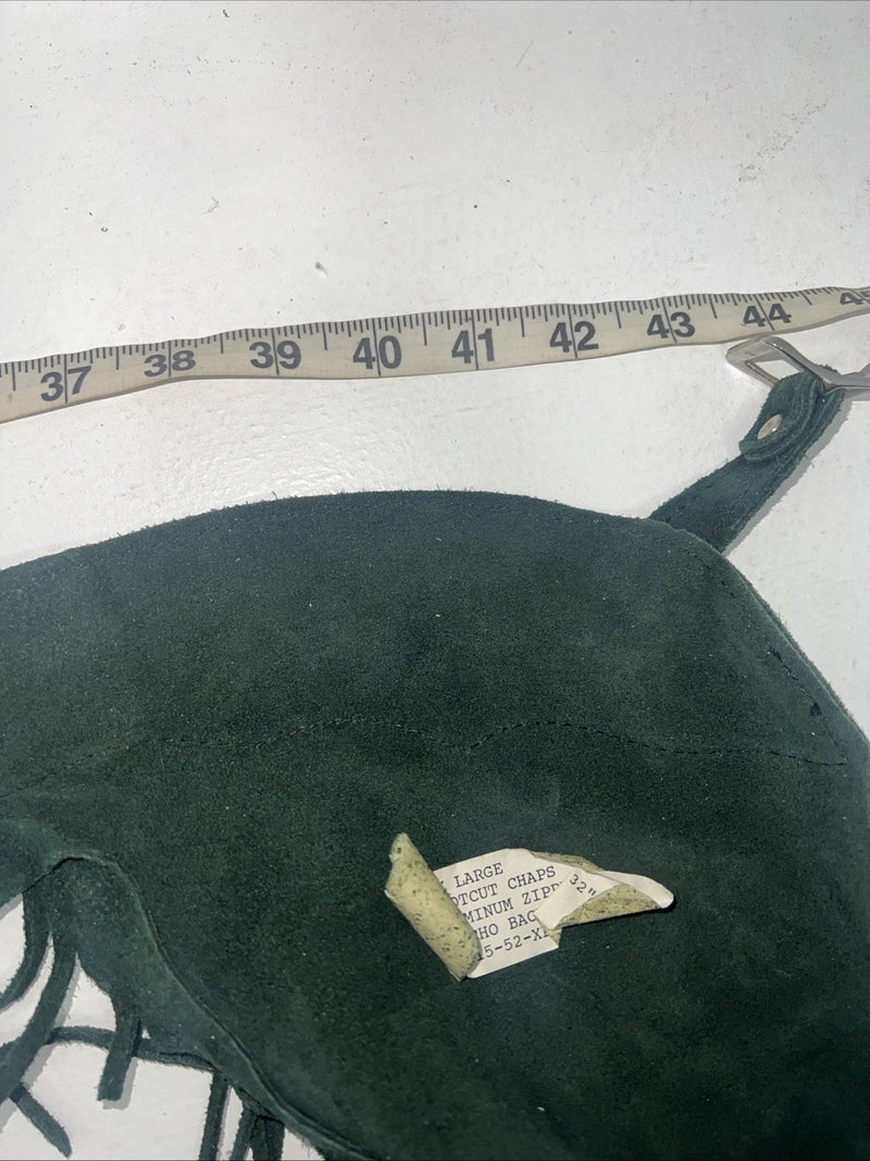 NOS Green Whitman Show Chaps With Fringe Adjustable Waist 44” L-23
