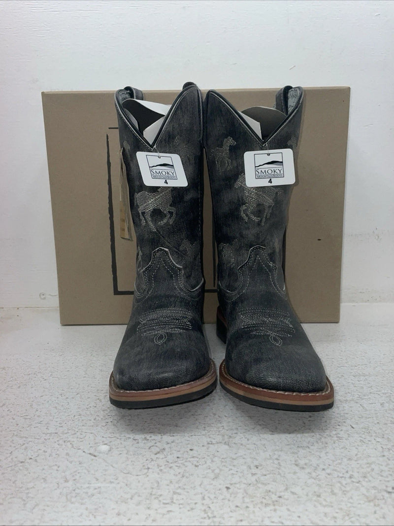 New Youth Black Smoky Mountain Cowboy Boots. 3881 Y 4. 22-74