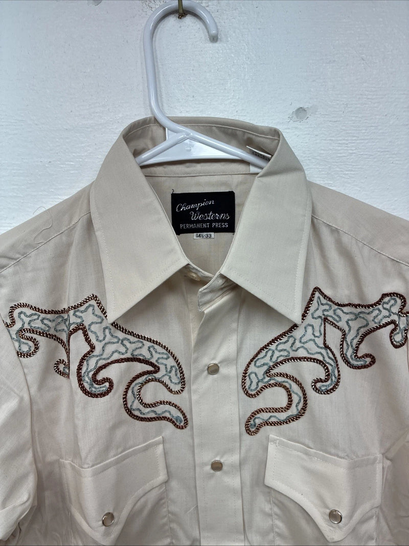 New Women’s Champion Western Tan Design Long Sleeve Pearl Snap 14.5 MM-44