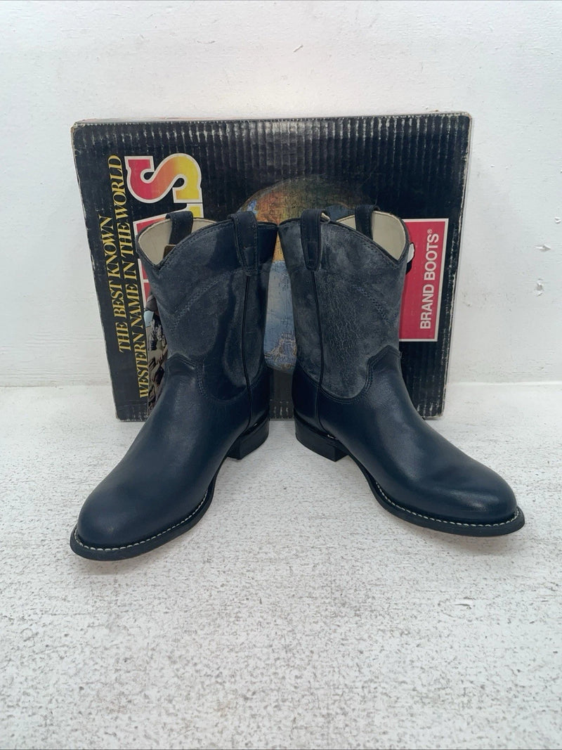 New Youth Navy Texas Brand Cowboy Boots. 3207 4 D. 22-86