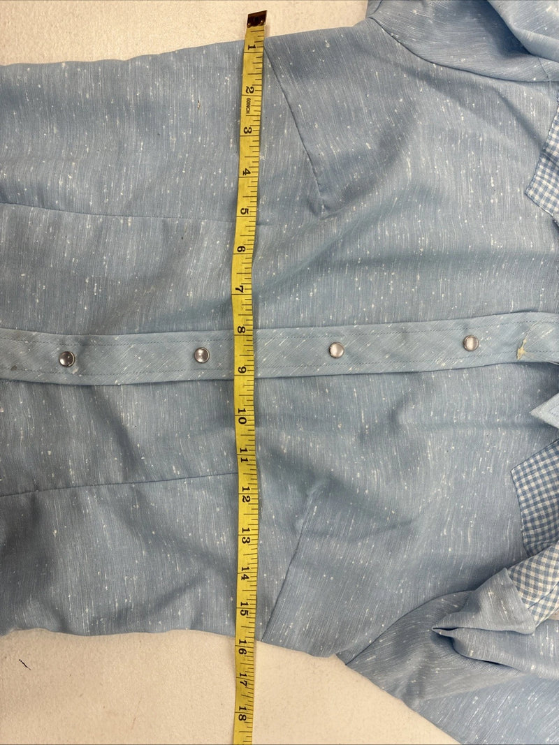 New Kids Dan River Blue Deigned Long Sleeve Pearl Snap Size 8 LL-62
