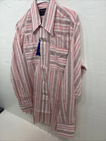 New Women’s Panhandle Slim Pink Stipe Long Sleeve Pearl Snap 16 XL X-48