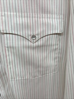 New Men’s H Bar C White Stripe Long Sleeve Pearl Snap 16.5 Large AA-38