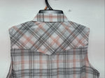 New Women’s Cumberland Gray Pink Plaid Short Sleeve Pearl Snap Medium LL-106
