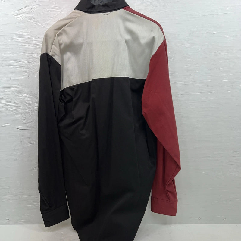 New Men’s Cowboy Threads White Black Red Long Sleeve Button Up Small B-56