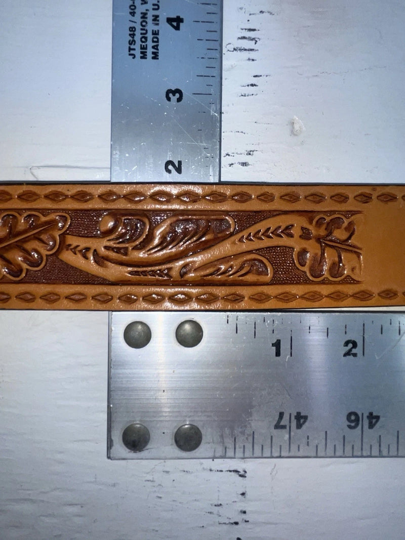 New Brown Genuine Leather Longhorn Tooled 28” Belt #82881 NN-83