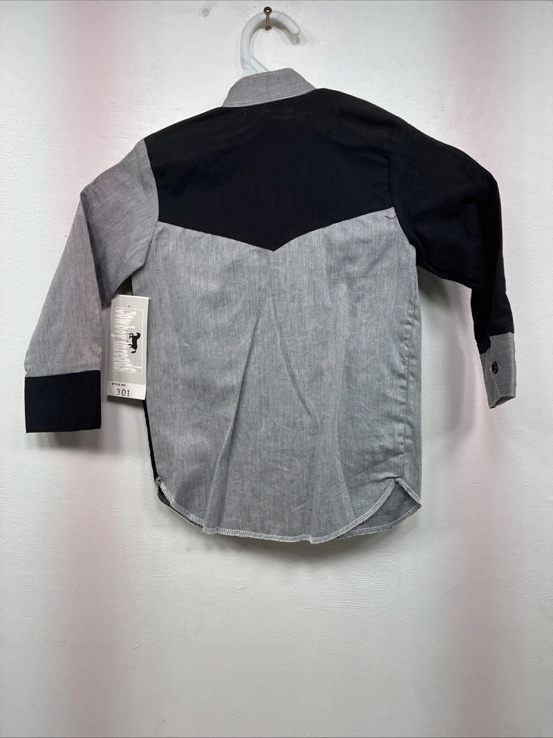 New Women’s Cowboy Threads Black Gray Long Sleeve Pearl Snap Size 3 LL-15