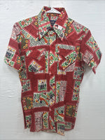 New Men’s Panhandle Slim Red Designed Short Sleeve Pearl Snap 15 Medium T-85