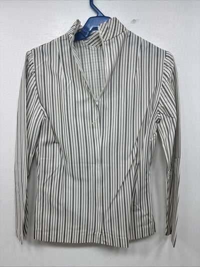 New Women’s TexasTogs Stripe Long Sleeve Zip Up Show Shirt Size 30 3B-2