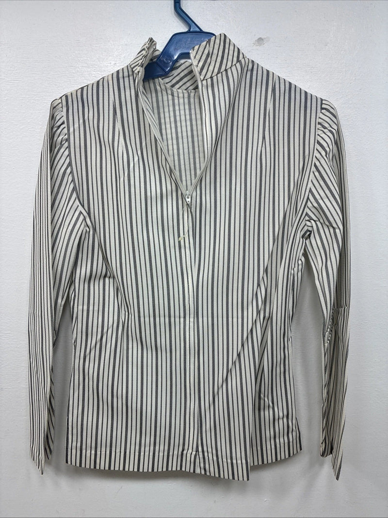 New Women’s TexasTogs Stripe Long Sleeve Zip Up Show Shirt Size 30 3B-2