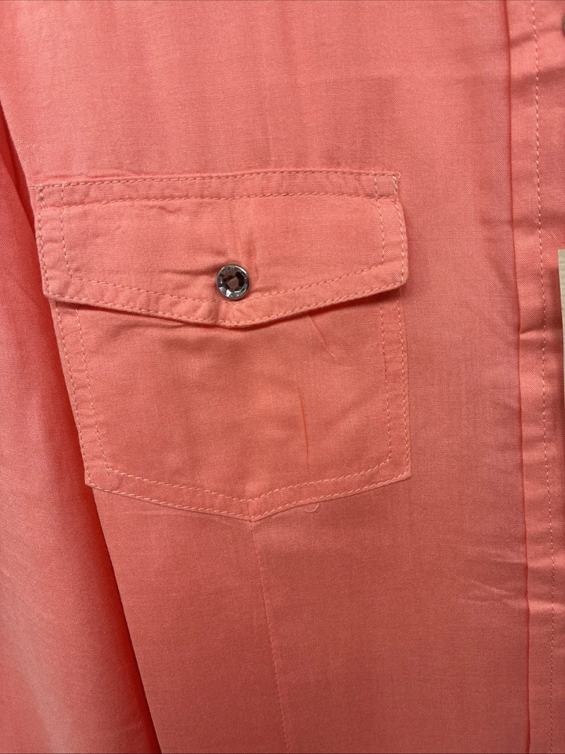 New Women’s Cumberland Pink Long Sleeve Pearl Snap Large KK-110