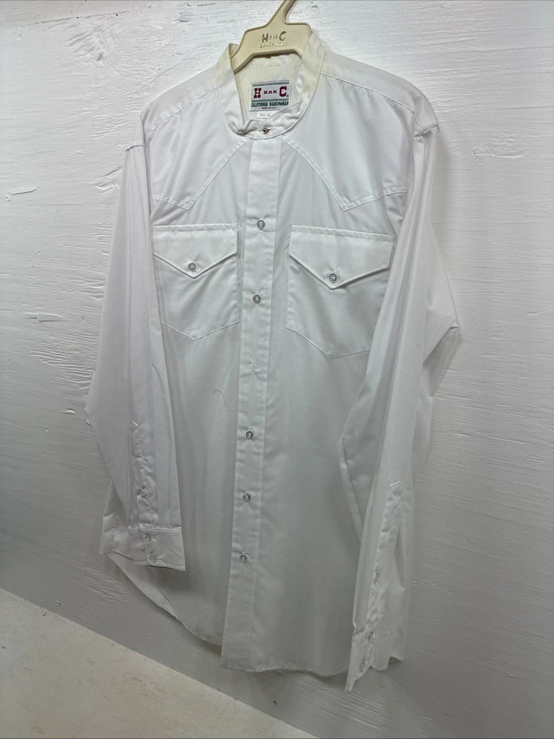 New Men’s H Bar C White Long Sleeve Button Up 16 Large CC-22