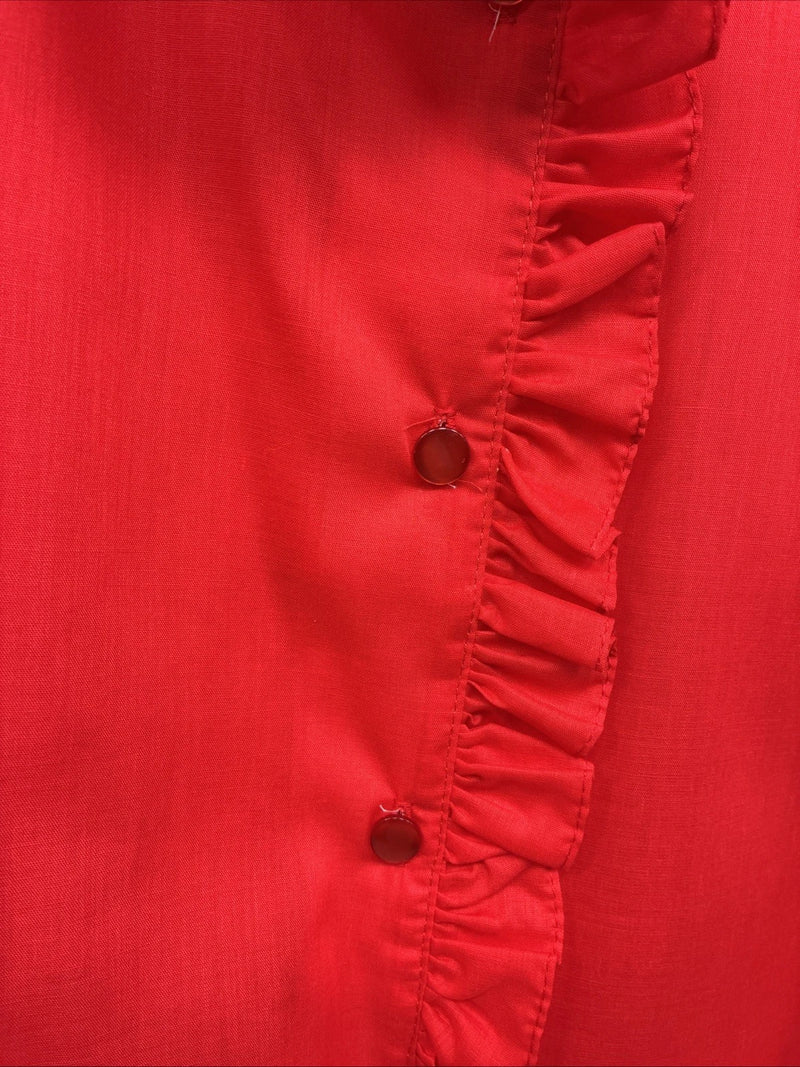 New Women’s H Bar C Red Long Sleeve Button up Size 34 MM-132