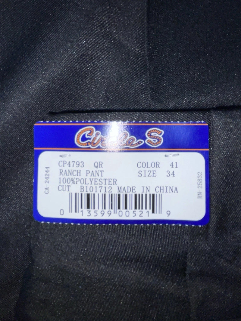 New Vintage Black Circle S Polyester Pants #CP4793 OO-99