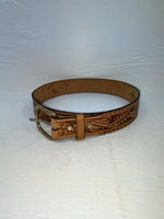New Brown Genuine Leather Longhorn Tooled 30” Belt #82881 JJ-130
