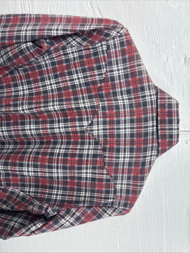 New Kids Panhandle Slim Red Plaid Long Sleeve Pearl Snap Size 12 CC-86