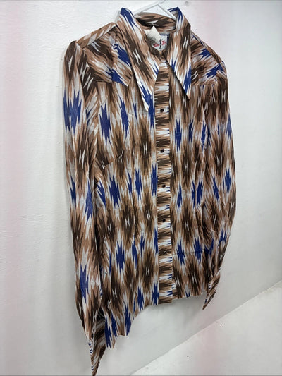 New Women’s Tem Tex Multicolor Long Sleeve Pearl Snap Size 38 KK-102