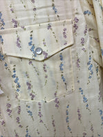 New Women’s White Horse Yellow Floral Long Sleeve Pearl Snap Medoum II-96
