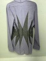 New Men’s Purple Gray Cowboy Threads Button Up Long Sleeve Shirt Medium I-41