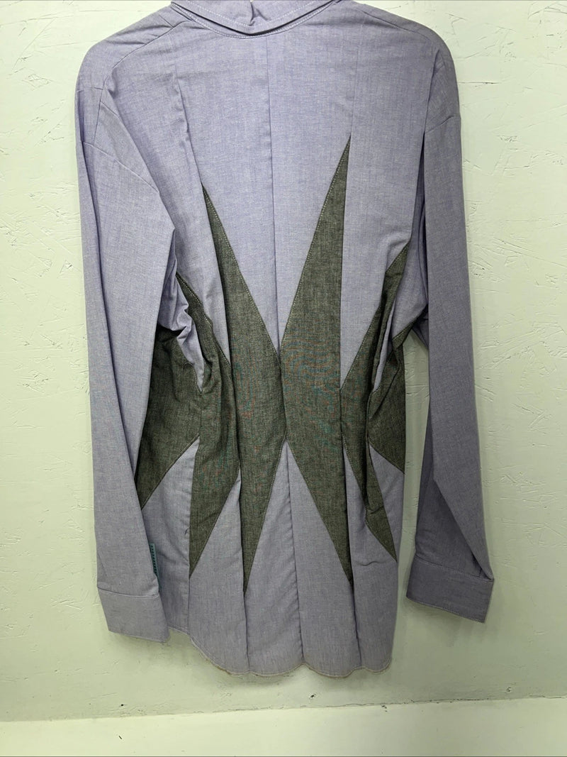 New Men’s Purple Gray Cowboy Threads Button Up Long Sleeve Shirt Medium I-41
