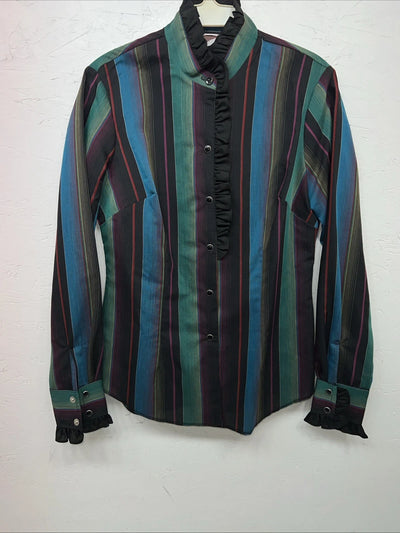 New Women’s HbarC California Ranchwear Multicolor Long Sleeve Button Up S 3C-43