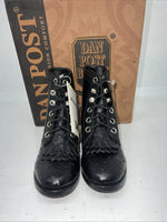 New Infants Black Ostrich Print Lace Up Dan Post Cowboy Boots. 6.5 6 1/2 D. 24-5