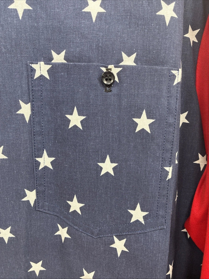 New Men’s Cowboy Threads Red White Blue Long Sleeve Button Up Large Q-57