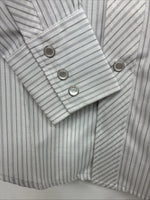 New Boys White Horse Grays Stripe Long Sleeve Pearl Snap Medium DD-119