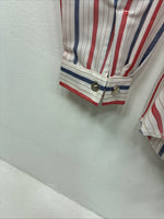 Me Siemens H Bar C Red Blue Stripe Long Sleeve Pearl Snap Size 34 LL-46